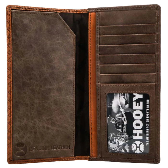 Discover "Hands Up Basket Weave" Rodeo Hooey Wallet Tan Quality Hooey Wallet located at The Revival.