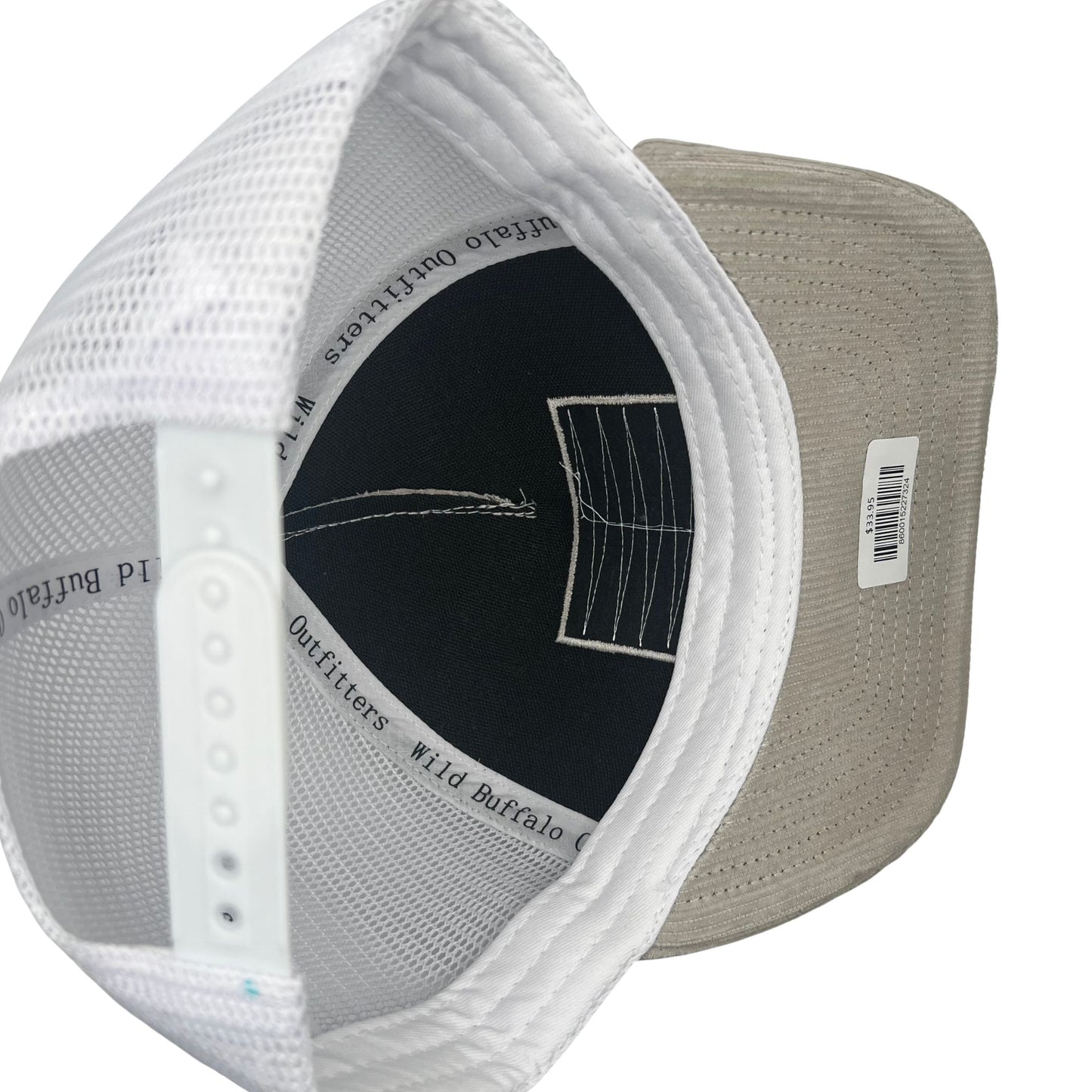 Wild Buffalo Outfitters Khaki Corduroy Trucker Hat with Buffalo Patch