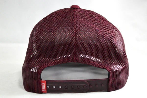Discover Kimes Ranch - All Mesh Trucker Burgandy Quality Kimes Ranch Hats located at The Revival.