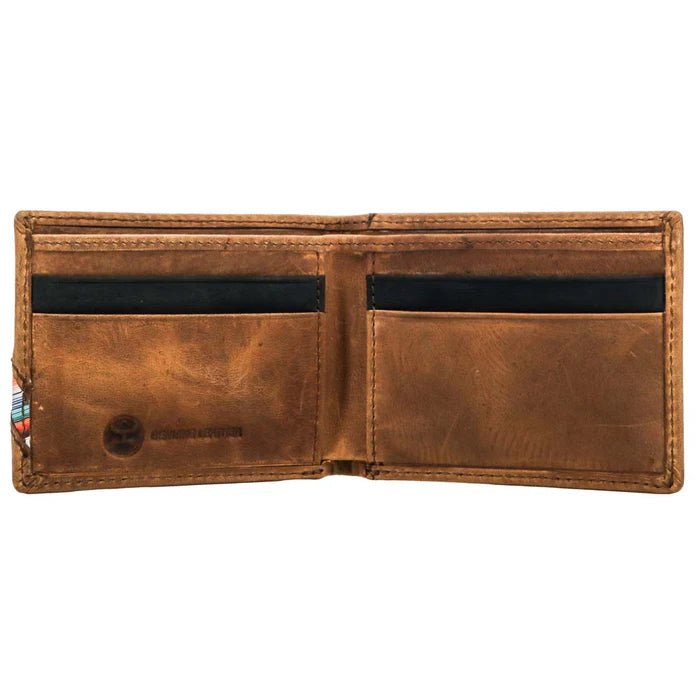 Discover "Hooey Original" Front Pocket Bifold Wallet Tan w/ Sunset Serape Print Quality Hooey Wallet located at The Revival.