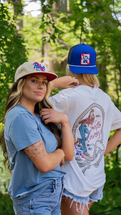 Discover Hooey "Pabst Blue Ribbon" Hat, Blue Quality Hooey Hats located at The Revival.