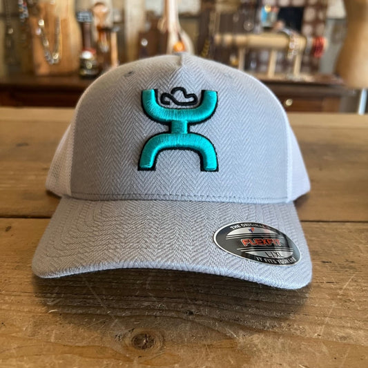 Discover Hooey "Coach" Grey/White Flexfit Hat Quality Hooey Hats located at The Revival.