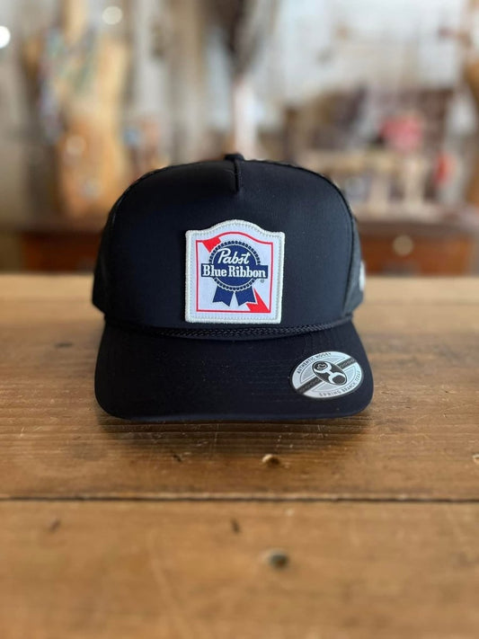 Discover Hooey "Pabst Blue Ribbon" Black Hat Quality Hooey Hats located at The Revival.