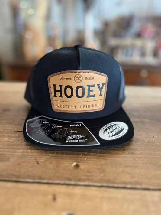 Discover Hooey "Trip" Hat Black w/ Tan & Brown Leather Patch Quality Hooey Hats located at The Revival.