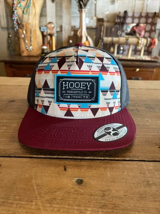 Discover Hooey "Horizon" Hat Cream Pattern /Charcoal w/Black & Turquoise Patch Quality Hooey Hats located at The Revival.