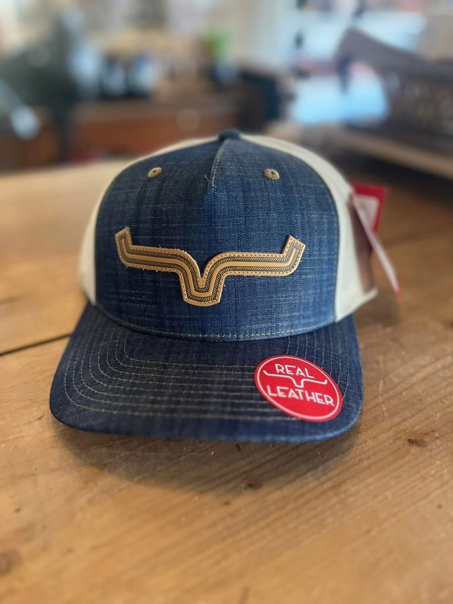Discover Kimes Ranch Roped LP Trucker Hat - Denim Quality Kimes Ranch Hats located at The Revival.