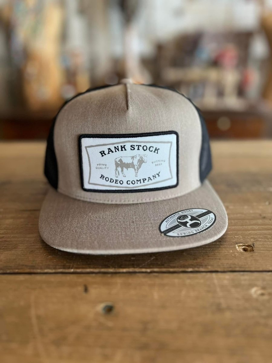 Discover Hooey "Rank Stock" Hooey Hat Tan/Black w/White/Black Patch Quality Hooey Hats located at The Revival.