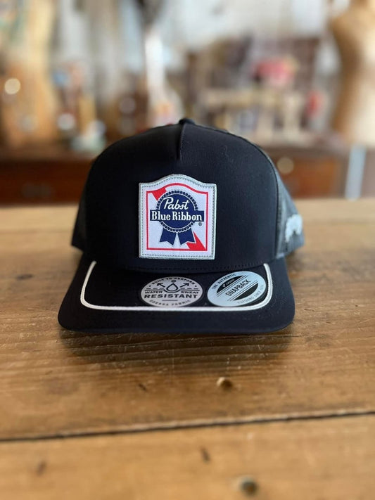 Discover Hooey "Pabst Blue Ribbon" Black/White Hat Quality Hooey Hats located at The Revival.