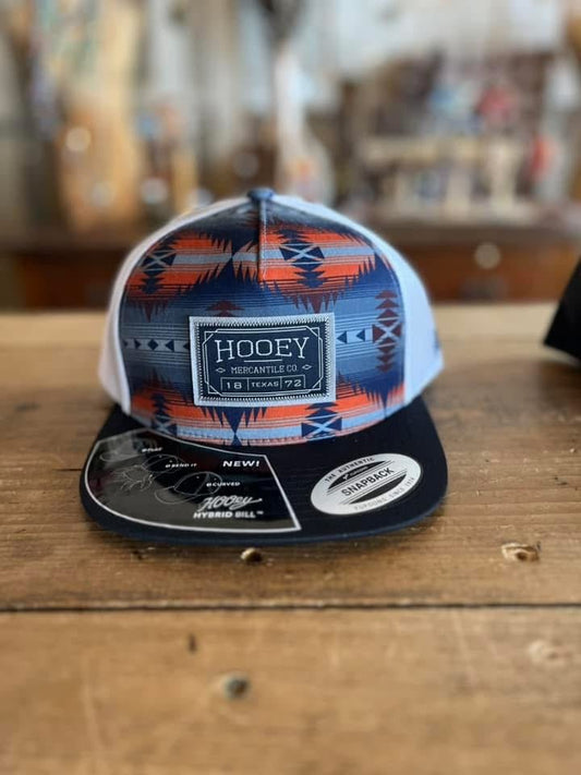 Discover Hooey "Doc" Hat Navy/White Aztec w/Rectangle Patch Quality Hooey Hats located at The Revival.