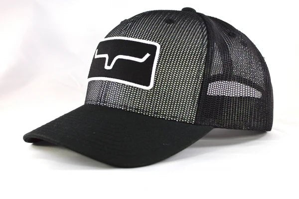 Kimes Ranch All Mesh Black Trucker Hat - Kimes Ranch all mesh cowboy trucker hat side profile
