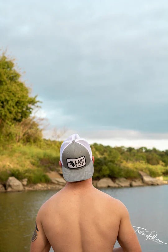 Backwards view of Lane Frost Bucker Hat