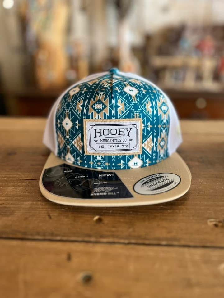 Discover Hooey "Doc" Hat Teal/White Aztec w/Rectangle Patch Quality Hooey Hats located at The Revival.