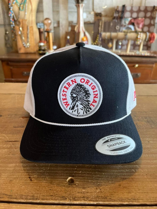 Discover Hooey "Quanah" Hat Black/White w/Red/White Patch Quality Hooey Hats located at The Revival.