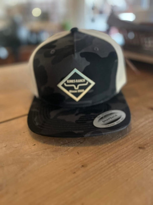 Kimes Ranch Diamond Dogs Night Camo trucker hat in real picture