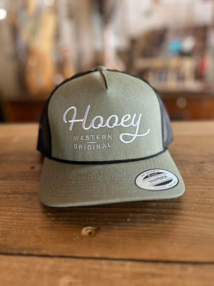 Discover Hooey "OG" Hooey Hat Olive/Black w/White Stitching Quality Hooey Hats located at The Revival.