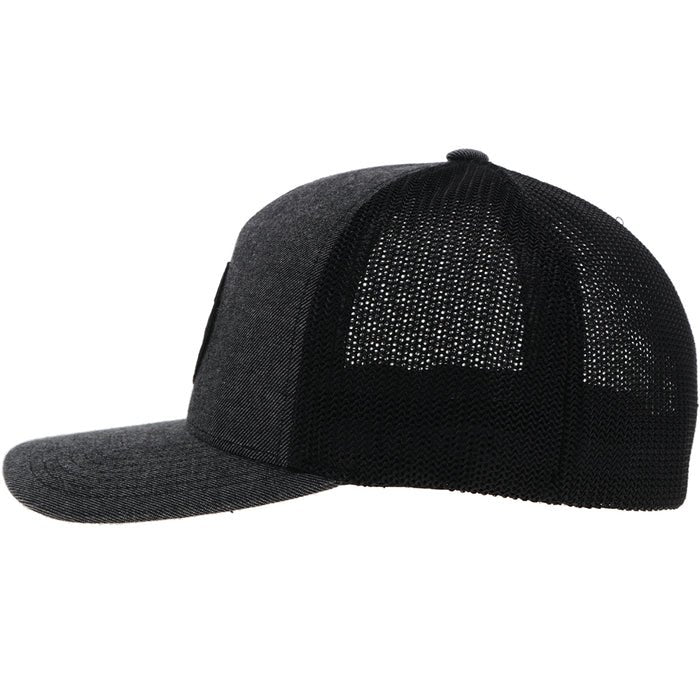 Discover Hooey "Cayman" Flexfit Hat Grey/Back w/Black Circle Patch Quality Hooey Hats located at The Revival.