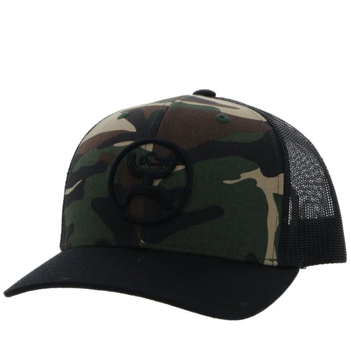 Styled Hooey O‑Classic Black Camo cap with casual outfit
