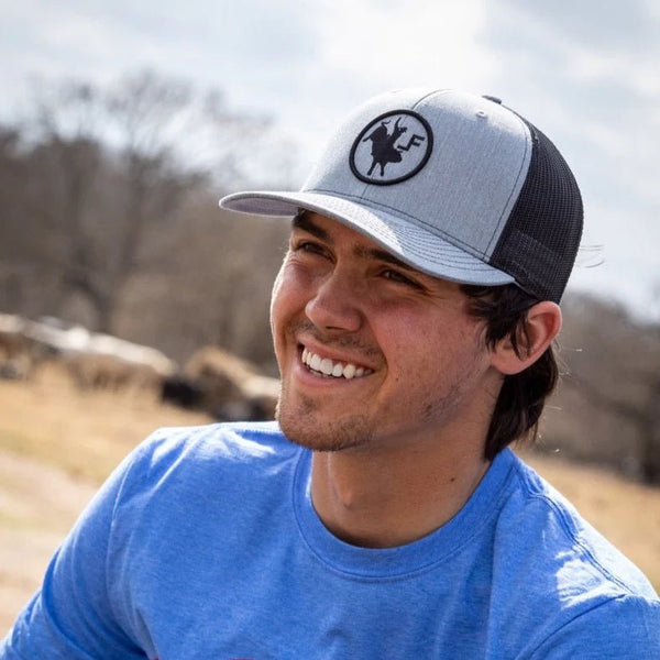 Lane Frost Iron Cowboy Trucker Hat - Real Stock Image of Lane Frost Iron Cowboy Rodeo Cap
