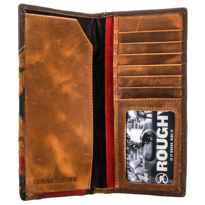 Discover "Kamali" Rodeo Roughy 2.0 Wallet Brown/ Red w/Patchwork Quality Hooey Wallet located at The Revival.