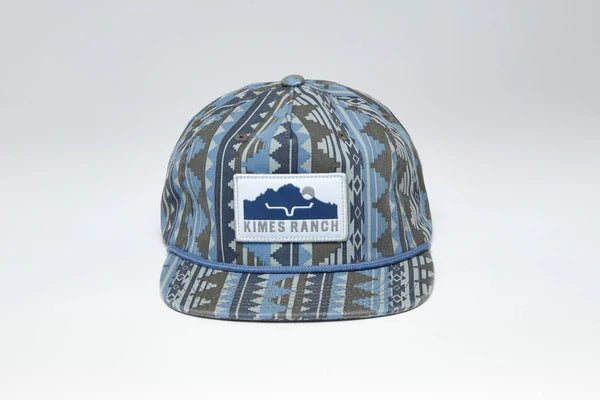 Kimes Ranch Kick Back Blue trucker hat front view