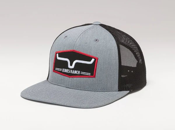 Kimes Ranch Replay Heather Gray Trucker Hat in front view