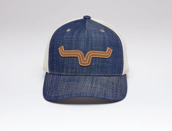 Kimes Ranch Roped LP Trucker Hat - Denim - Discover Kimes Ranch Roped LP Trucker Hat - Denim Quality Kimes Ranch Hats located at The Revival.