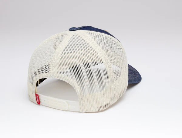 Kimes Ranch Roped LP Trucker Hat - Denim - Discover Kimes Ranch Roped LP Trucker Hat - Denim Quality Kimes Ranch Hats located at The Revival.