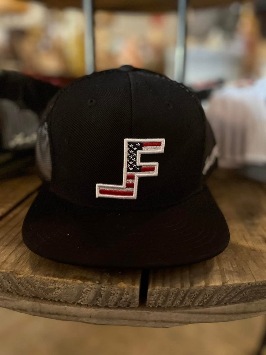 Discover Lane Frost Brand - Patriot Black USA Flag Cap Quality Lane Frost Hats located at The Revival.