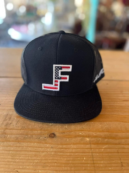 Discover Lane Frost Brand - Patriot Black USA Flag Cap Quality Lane Frost Hats located at The Revival.