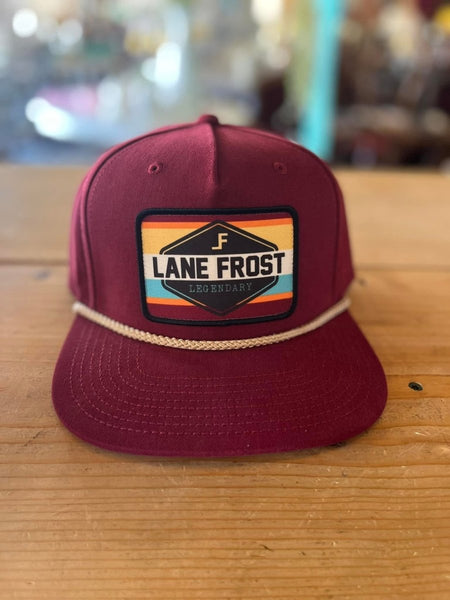 Lane Frost Poncho Maroon Snapback Hat - Front View of Lane Frost Poncho Cap