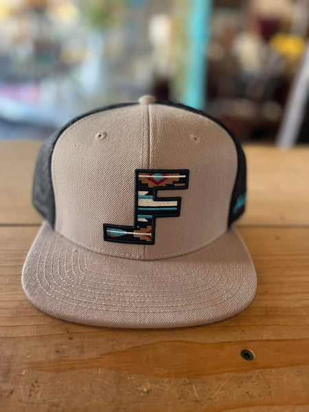 Lane Frost Roundup Tan Black Western Cap - Front Patch View of Lane Frost Rodeo Cap