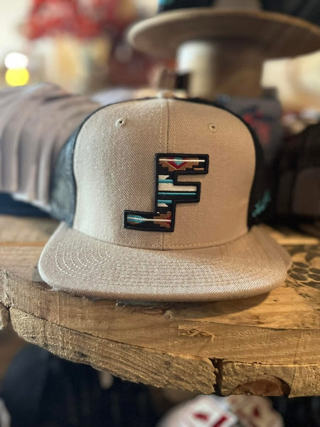 Lane Frost Roundup Tan Black Western Cap - Patch View of Lane Frost Roundup Trucker Cap