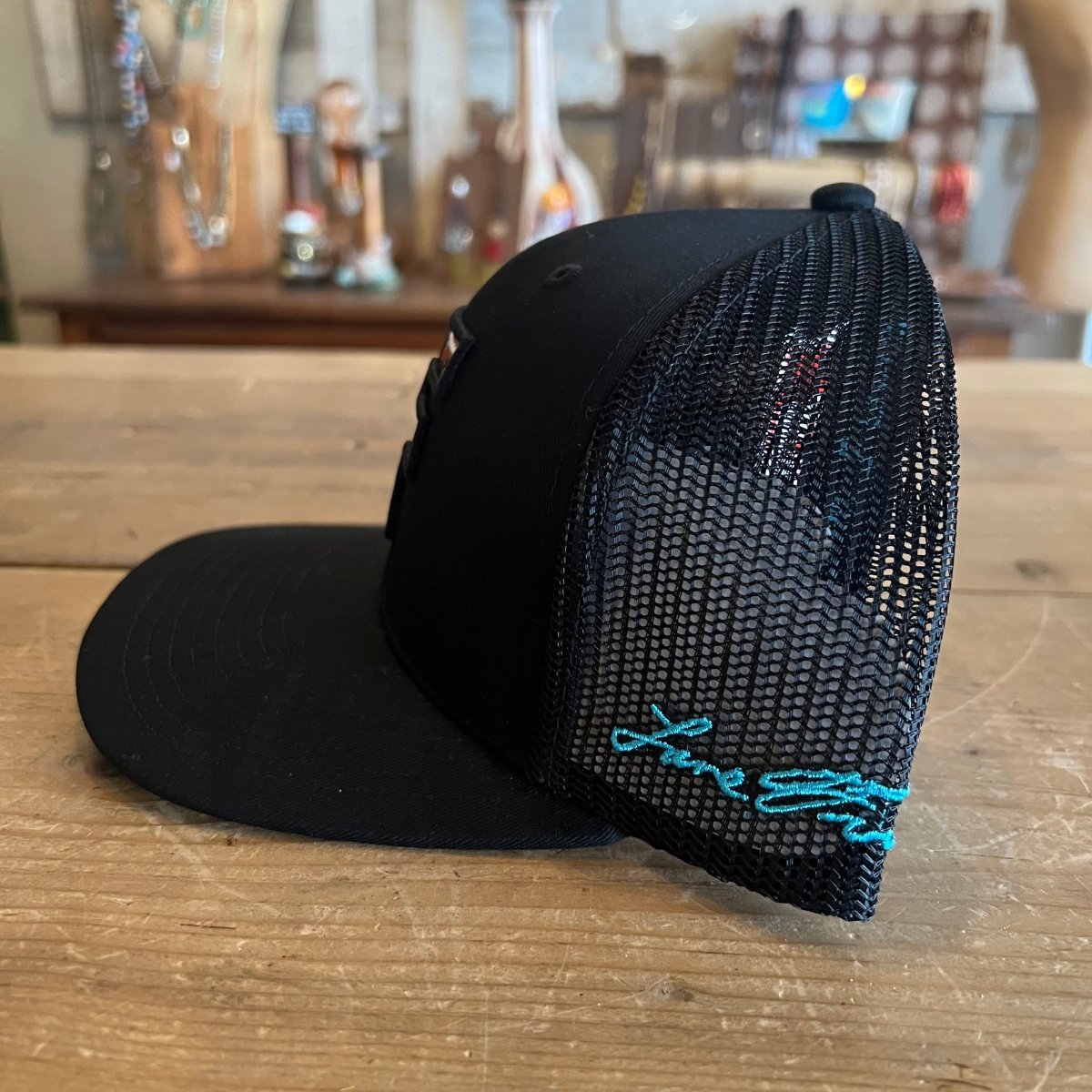 Side View of Lane Frost Aztec Flat Billed Western Cap