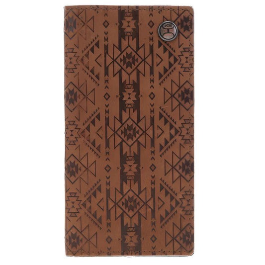 Discover "Monterey" Rodeo Wallet Brown w/ Aztec Embossed Print Quality Hooey Wallet located at The Revival.