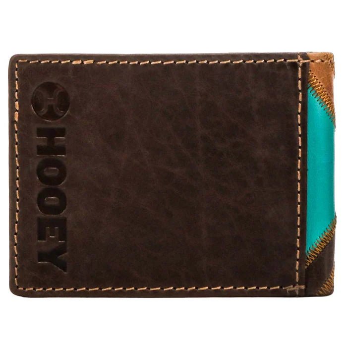 Discover "Montezuma" Front Pocket Bifold Hooey Wallet Brown/Turquoise Quality Hooey Wallet located at The Revival.