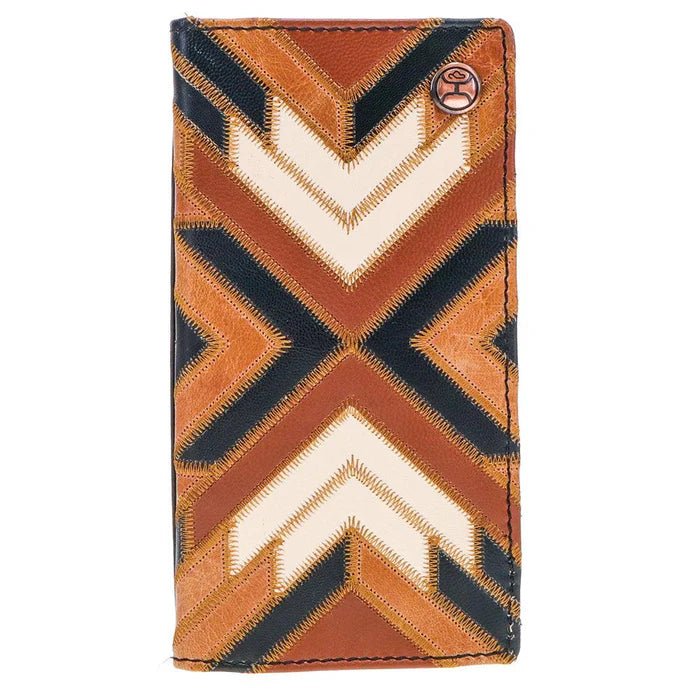 Discover "Montezuma" "Rodeo Hooey Wallet" Brown/Black w/Patchwork Quality Hooey Wallet located at The Revival.