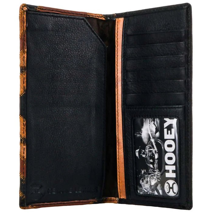 Discover "Montezuma" "Rodeo Hooey Wallet" Brown/Black w/Patchwork Quality Hooey Wallet located at The Revival.