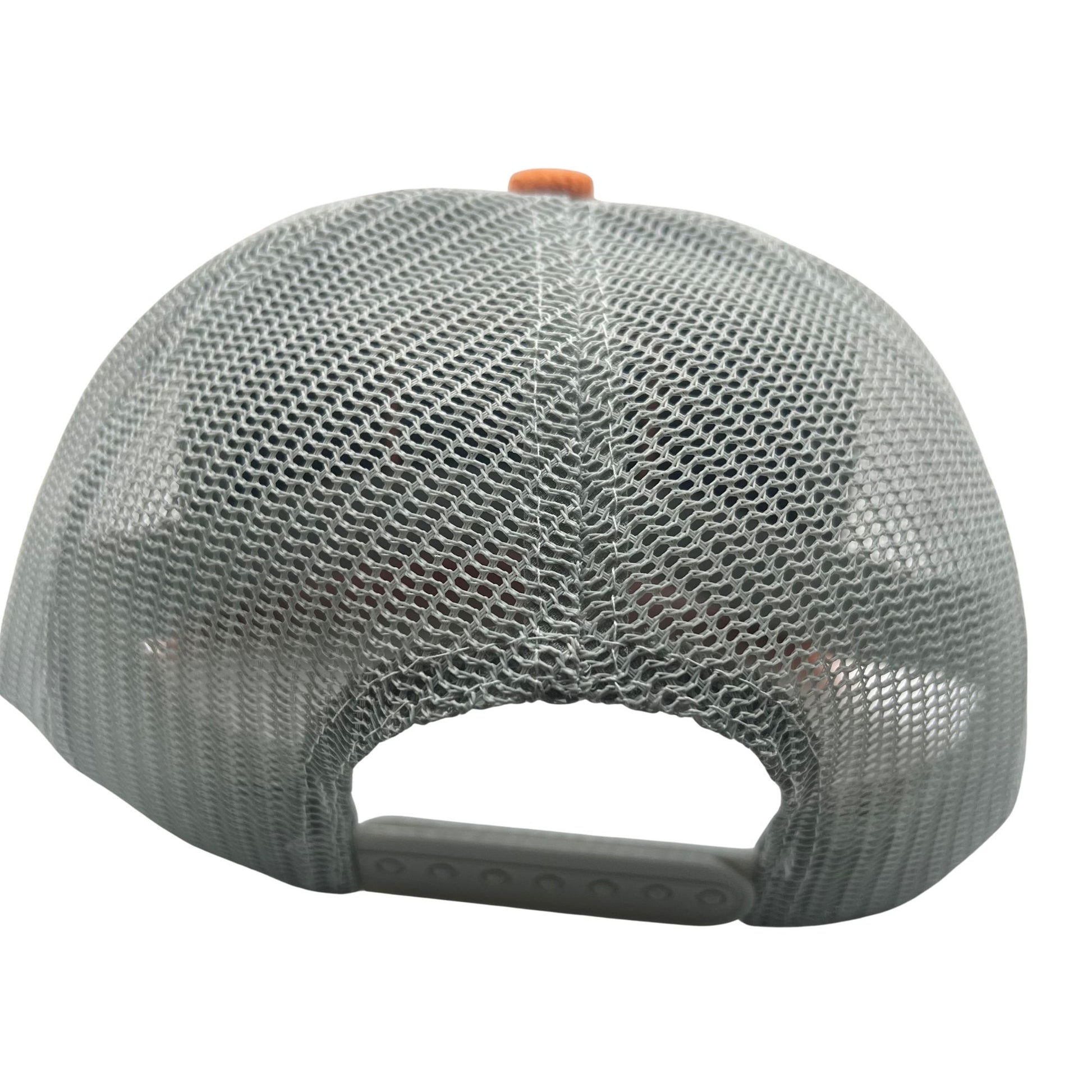 Back Mesh View of Wild Buffalo Outfitter Orange Corduroy Trucker Hat with Buffalo Patch