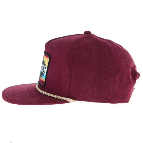 Lane Frost Poncho Maroon Snapback Hat - Side View of Lane Frost Poncho Cap