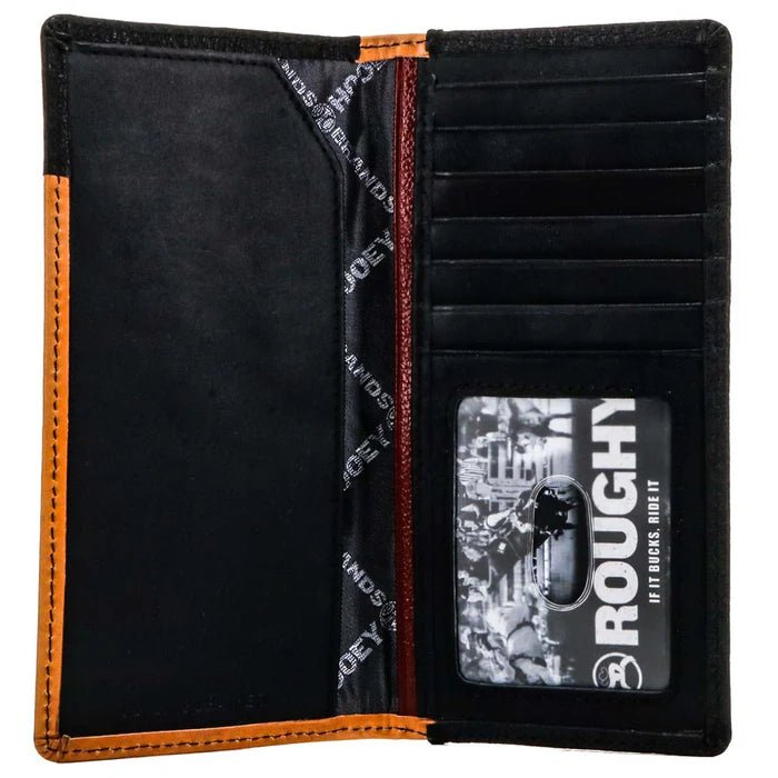 Discover "Ryder" Rodeo Roughy Wallet Tan/Red Hand Tooled Quality Hooey Wallet located at The Revival.