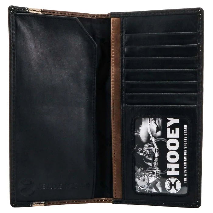 Discover "Tonkawa" Rodeo Hooey Wallet Brown/Black w/ Ivory Aztec Quality Hooey Wallet located at The Revival.