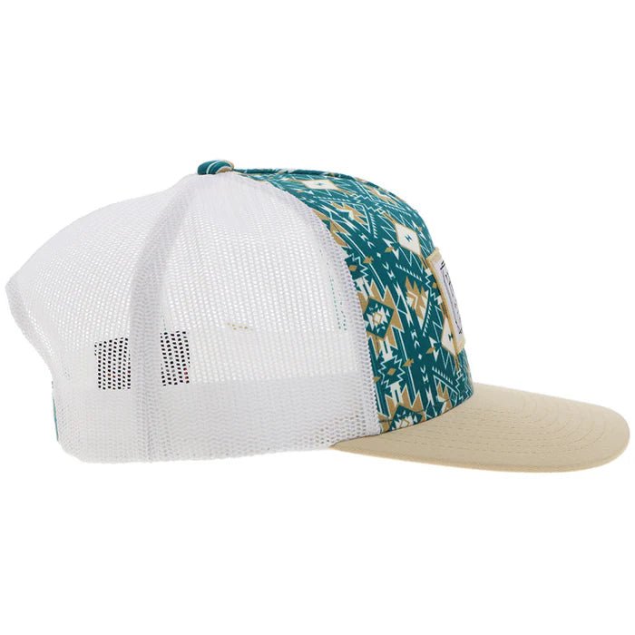 Discover Hooey "Doc" Hat Teal/White Aztec w/Rectangle Patch Quality Hooey Hats located at The Revival.