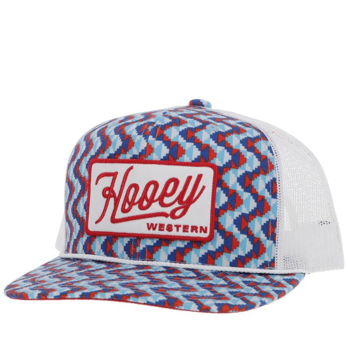 Discover Hooey "Lakota" Hat Blue/White w/Red & White Patch Quality Hooey Hats located at The Revival.