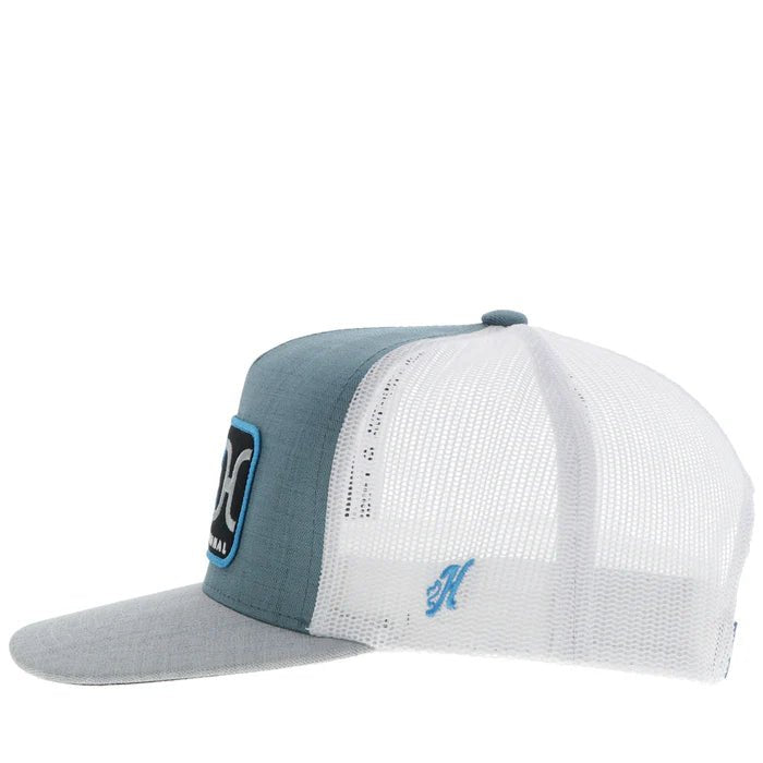 Discover Hooey "Loop" Hat Teal/White w/Blue/Grey/Black Rectangle Patch Quality Hooey Hats located at The Revival.