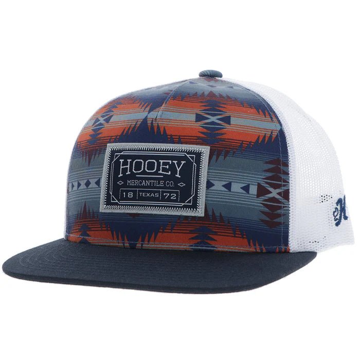 Discover Hooey "Doc" Hat Navy/White Aztec w/Rectangle Patch Quality Hooey Hats located at The Revival.