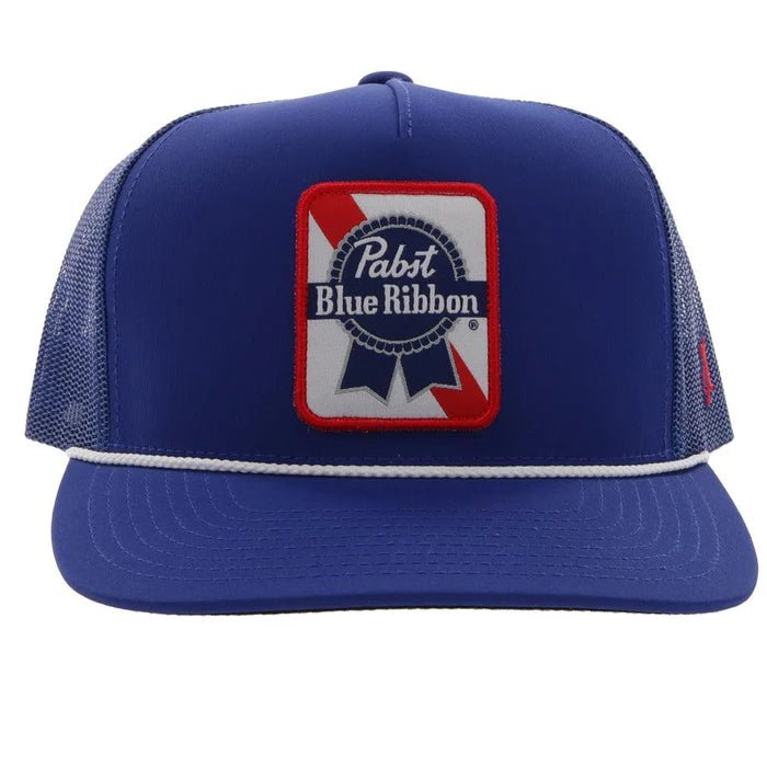 Discover Hooey "Pabst Blue Ribbon" Hat, Blue Quality Hooey Hats located at The Revival.