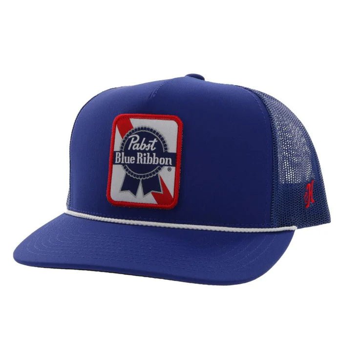 Discover Hooey "Pabst Blue Ribbon" Hat, Blue Quality Hooey Hats located at The Revival.