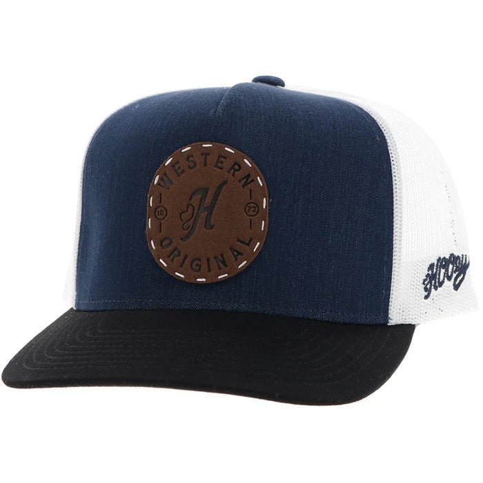 Discover Hooey "Spur" Hat Denim/White w/Leather Circle Patch Quality Hooey Hats located at The Revival.