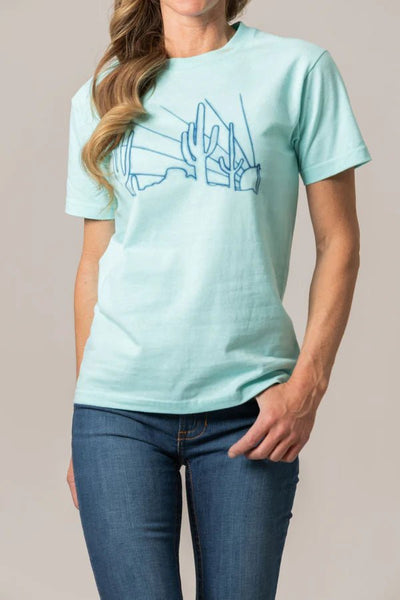 Kimes Ranch Ladies Hand Drawn Shirt - Ocean - Discover Kimes Ranch Ladies Hand Drawn Shirt - Ocean Quality Kimes Ranch Shirt located at The Revival.
