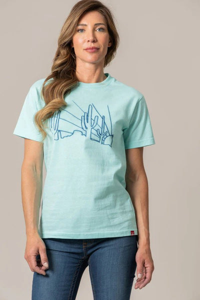 Kimes Ranch Ladies Hand Drawn Shirt - Ocean - Discover Kimes Ranch Ladies Hand Drawn Shirt - Ocean Quality Kimes Ranch Shirt located at The Revival.